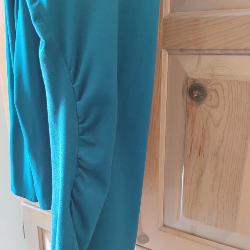 Lane Bryant Teal Crew Neck Side Ruched Long Sleeve Top Sz 18/20 - Picture 4 of 5